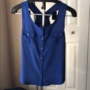 Girls Blue Sleeveless Blouse